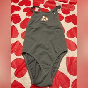 TYR Charcoal Athletic One-Piece Swimsuit